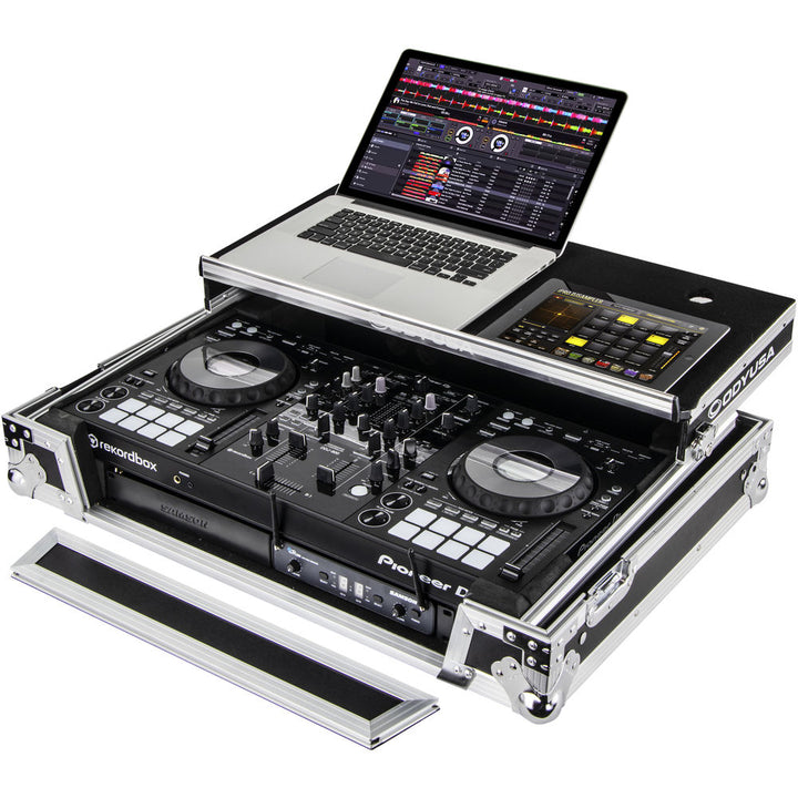 Odyssey FZGSPIDDJ8001 Flight Zone Glide Style Flight Case for Pioneer DDJ-800 w/ 2U Rack - Silver
