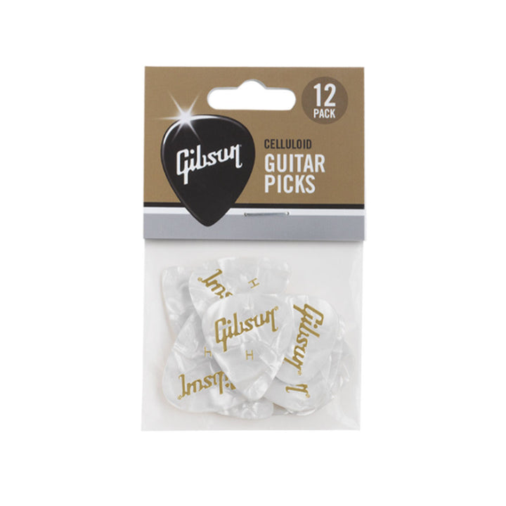 Gibson GG-74HW/12 Standard Pick HEAVY - White Pearl (12 Pack)