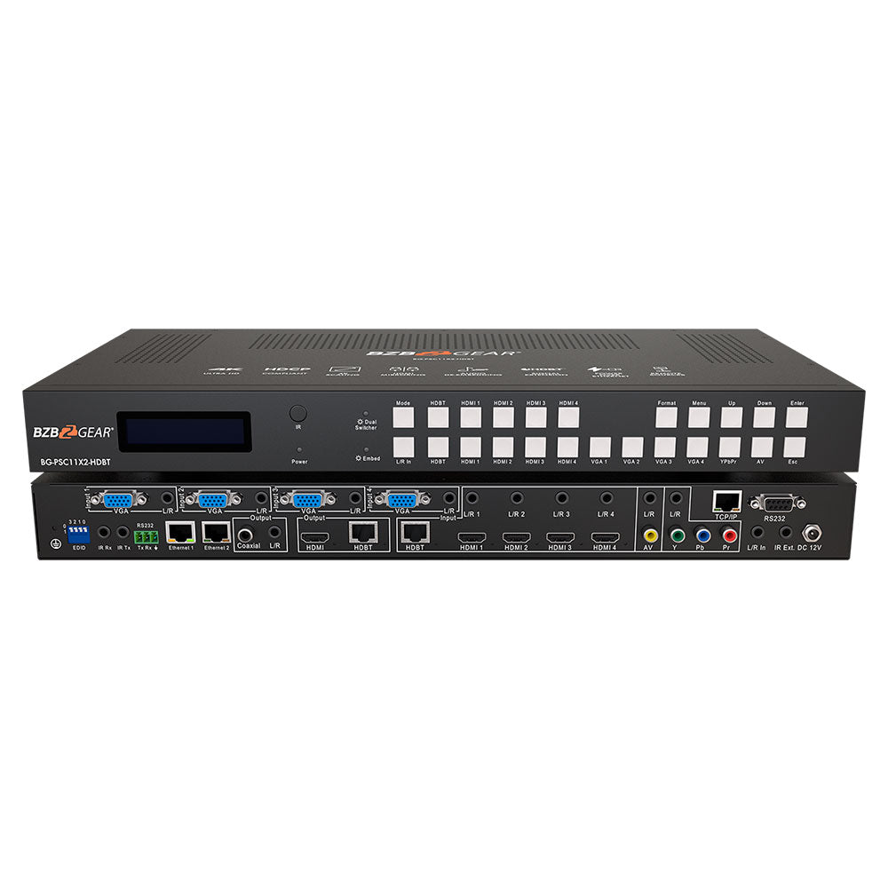 BZBGEAR - 11X2 Presentation Scaler Switcher w/VGA/HDMI/YPbPr/CV/HDBaseT Input and Output