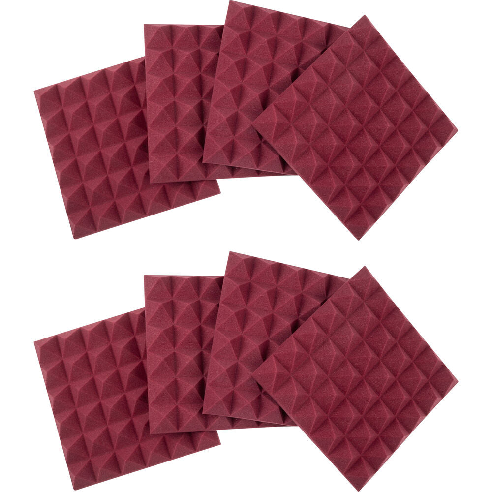 Gator Acoustic Pyramid Panel 12”x12" (8-Pack) - Burgundy