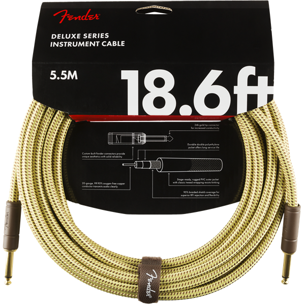 Fender Deluxe Series Instrument Cable, Tweed - 18.6ft