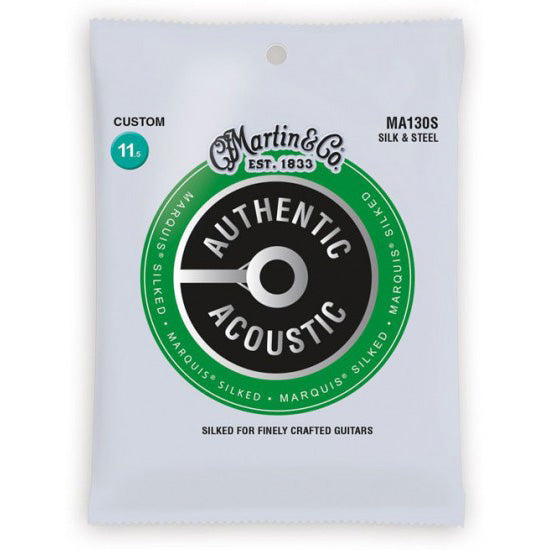 Martin MA130S Authentic Acoustic Marquis Silked Silk/Steel Folk Guitar Strings - Custom 11.5-47