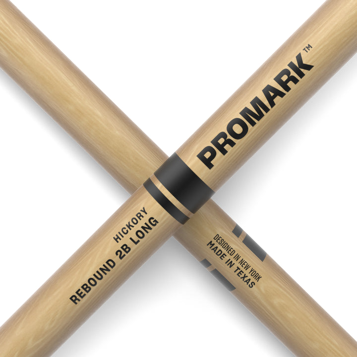 Promark RBH625LAW-Promark Rebound 2B Long Hickory Drumsticks, Acorn Wood Tip