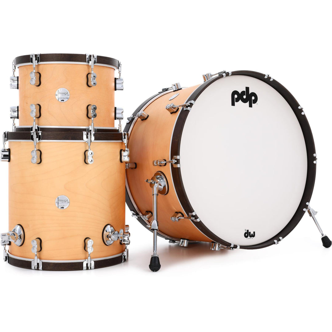 PDP Concept Maple Classic Bob Kit 3-Piece Shell Pack (14x18 w/ BDM, 8x12, 14x14FT) - Natural Stain
