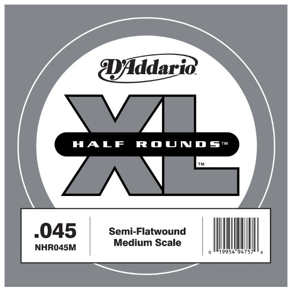 D'Addario NHR045M - SINGLE BASS HALF RND 045 MED