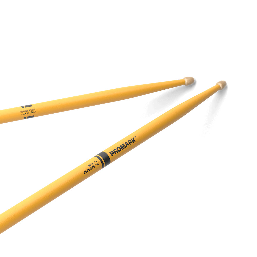 Promark RBH595AW REBOUND 5B Painted Hickory Wood Tip Drumstick - Promark Yellow