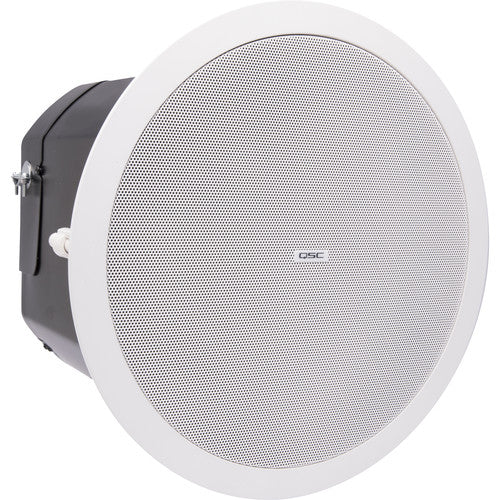 QSC 6.5''Dual VoiceCoil Ceiling WeatherTreated Subwoofer-70/100V Transformer-C-Ring/Tile Rails(White)