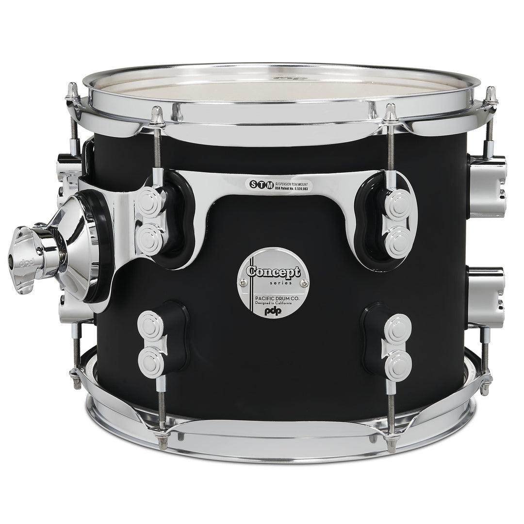 PDP Concept Maple Finish Ply 8x10 Suspended Tom w/ Chrome Hardware - Satin Black