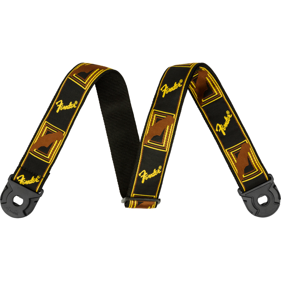 Fender Quick Grip Locking End 2” Guitar Strap - Black / Yellow / Brown