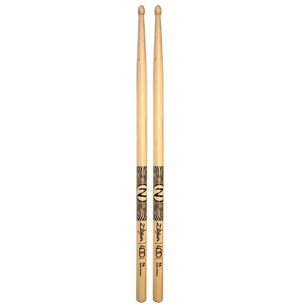 Zildjian Z5B-400 60s Rock Drumsticks, Clear Lacquer Wood Tip with 60s Rock Design - 5B