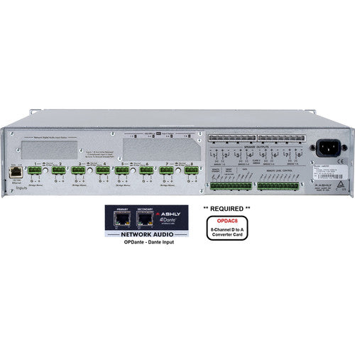 Ashly ne8250.25 amplifier plus OPDante and OPDAC8 Option Cards