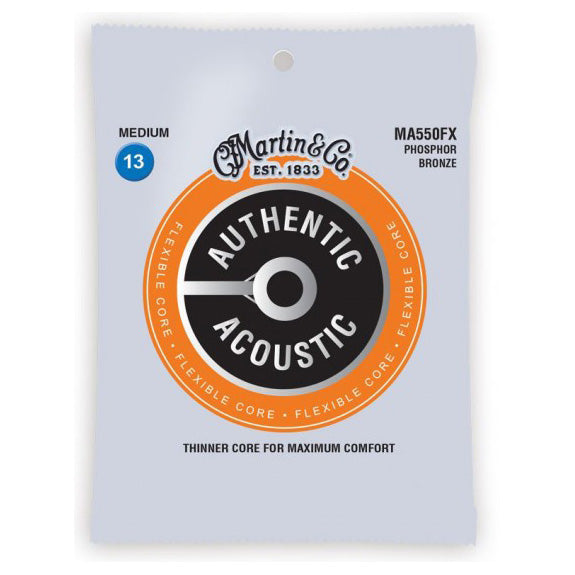 Martin MA550FX Authentic Acoustic Flexible Core 92/8 Ph. Bronze Guitar Strings - Medium 13-56