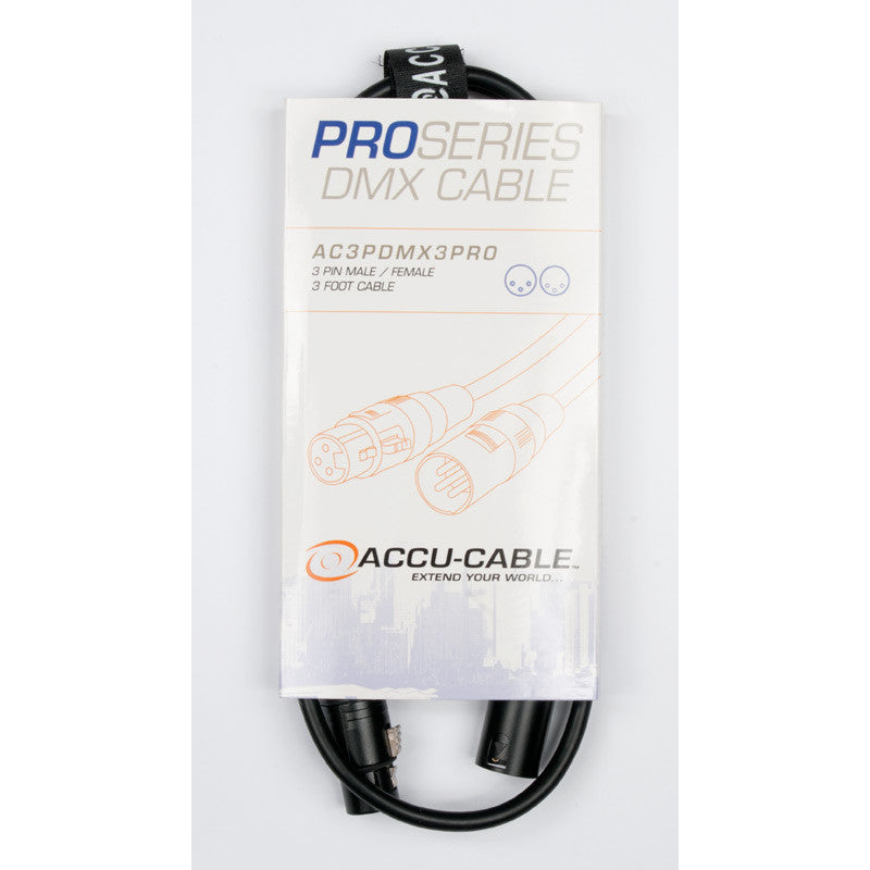 Accu-Cable Professional 3-Pin DMX Cable 3 Feet