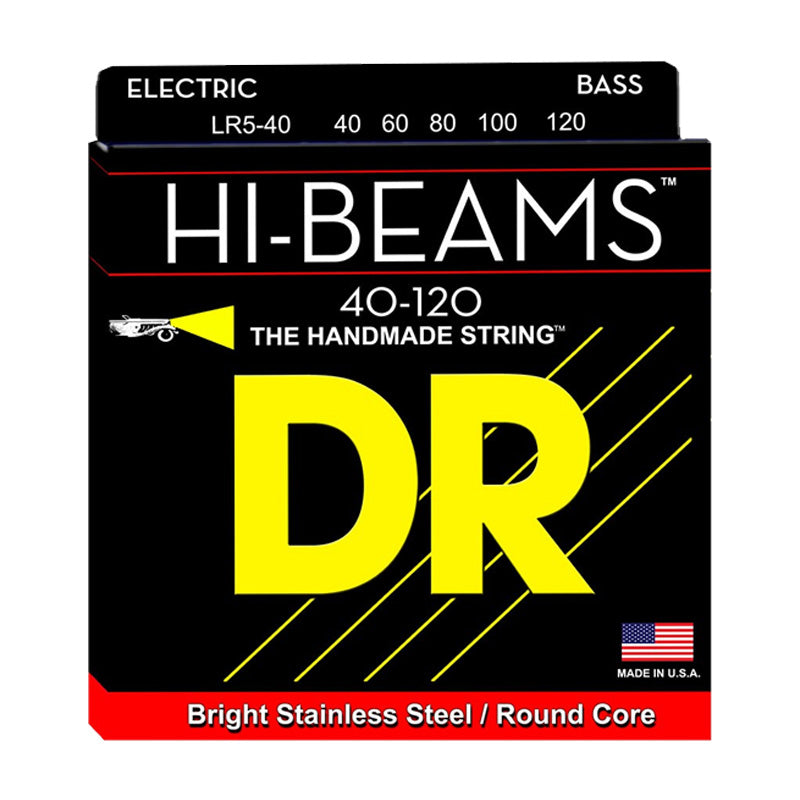 DR Strings  LR5-40 (Light 5's) - HI-BEAM  - Stainless Steel: 40, 60, 80, 100, 120