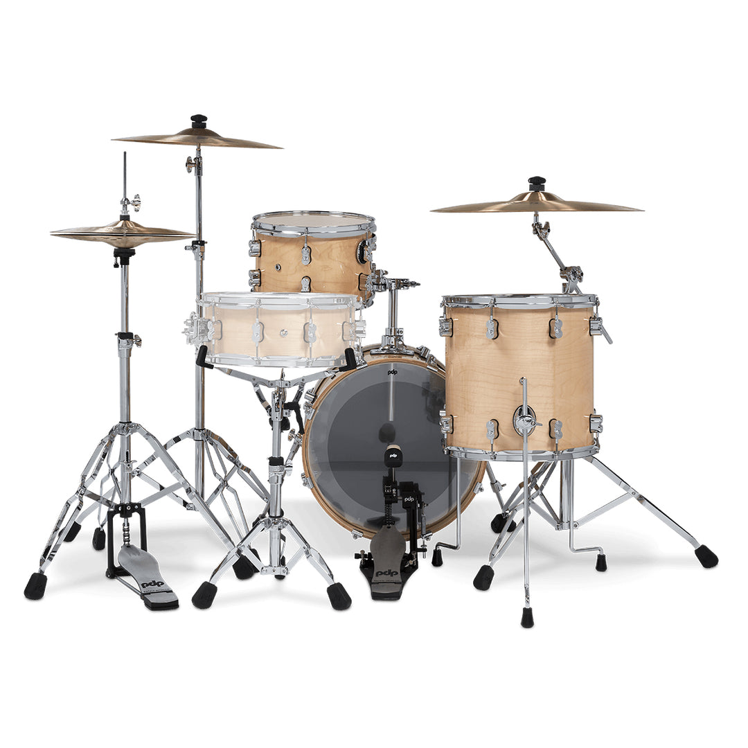 PDP Concept Maple Lacquer CM Bop Kit Shell Pack w/ Chrome Hardware (14x18 w/ BDM, 8x12, 14x14FT) - Natural Lacquer