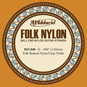 D'Addario BEC040 - SINGLE FOLK CLR NYL 040 BALL