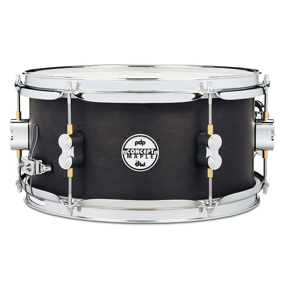 PDP Concept Maple 6x12 Snare Drum 10-Ply w/ Black Wax Finish & Chrome Hardware - Satin Black