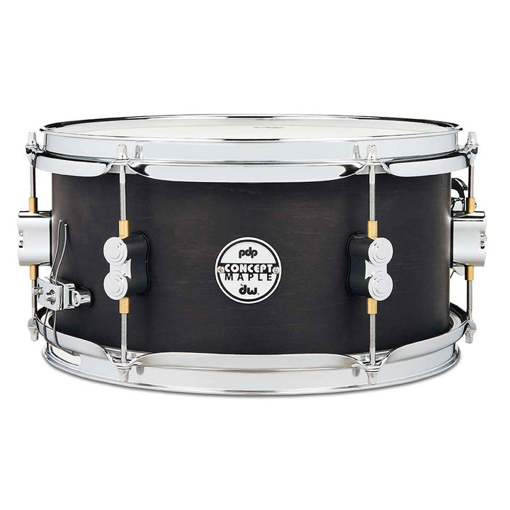 PDP Concept Maple 6x12 Snare Drum 10-Ply w/ Black Wax Finish & Chrome Hardware - Satin Black