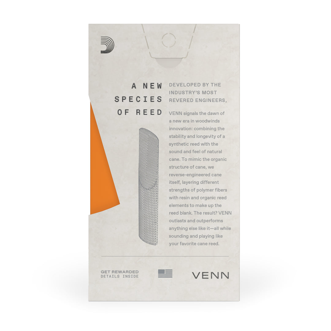 D'Addario VENN ALTO SAXOPHONE REED, 3.0+
