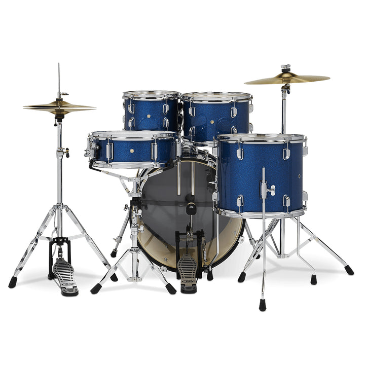 PDP Center Stage 5-Piece Complete Drum Kit w/ Hardware, Cymbals & Throne (7x10, 8x12, 12x14F, 14x20, 5x14 Snare) - Royal Blue Sparkle
