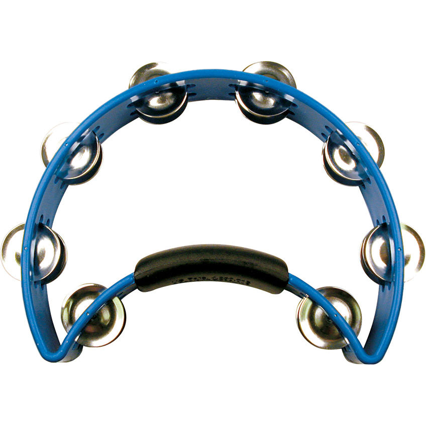 Rhythm Tech RT1040 1/4 Moon Tambourine - Blue w/ Nickel Jingles