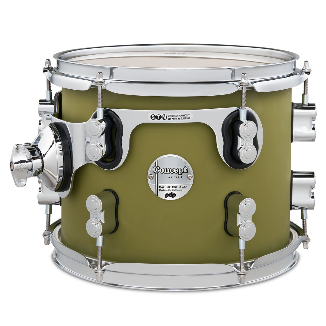 PDP Concept Maple Finish Ply 8x10 Suspended Tom w/ Chrome Hardware - Satin Olive