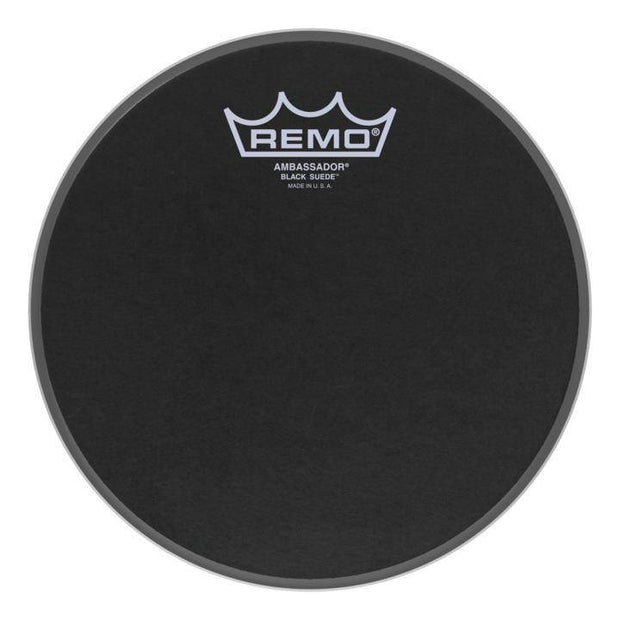 Remo BA-0808-ES - 8'' Black Suede Ambassador Batter