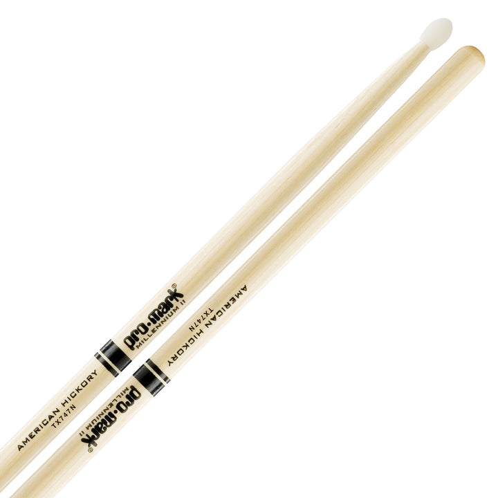 Promark TX747N -Promark American Hickory 747 Nylon Tip Drumsticks