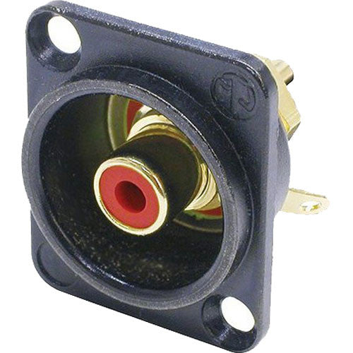 Neutrik NF2D-B-2 - Black Panel Mount RCA Jack with Red Isolation Washers
