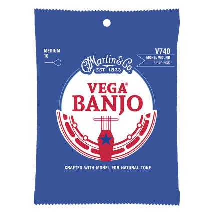 Martin V740 Vega Banjo Guitar Strings - Medium (Monel)