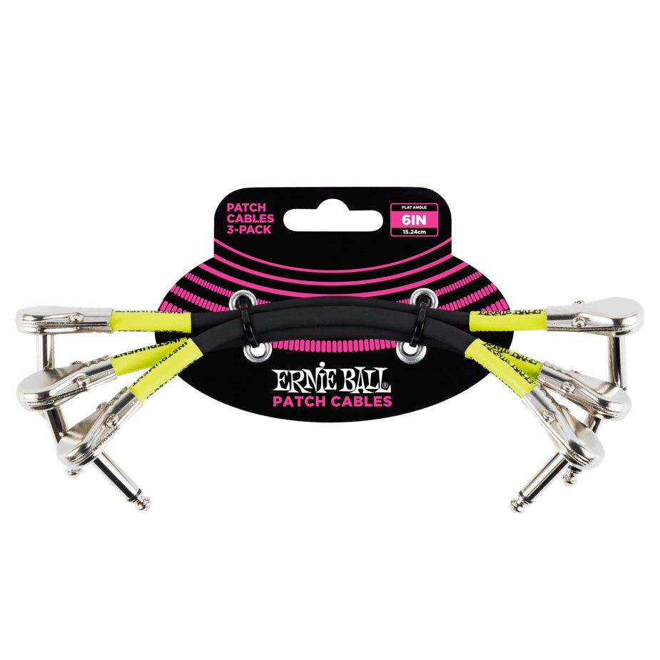 Ernie Ball Pancake Patch Cables (3-Pack) Neon Green - 6”