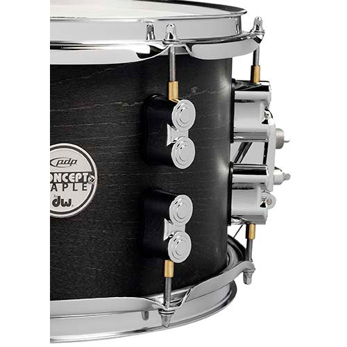 PDP Concept Series Black Wax Maple Snare, 7x13, Satin Black w/Chrome Hardware