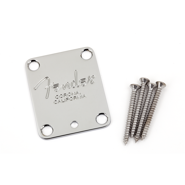 Fender 4-Bolt American Series Guitar Neck Plate with ''Fender Corona'' Stamp - Chrome