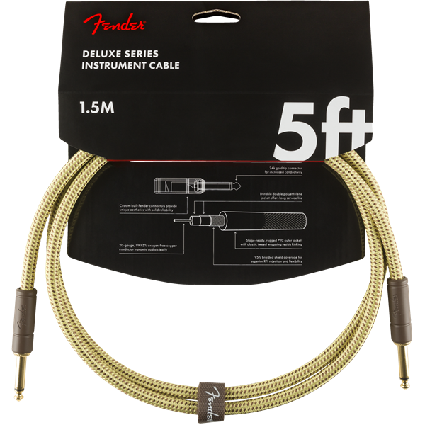 Fender Deluxe Series Instrument Cable, Tweed - 5ft