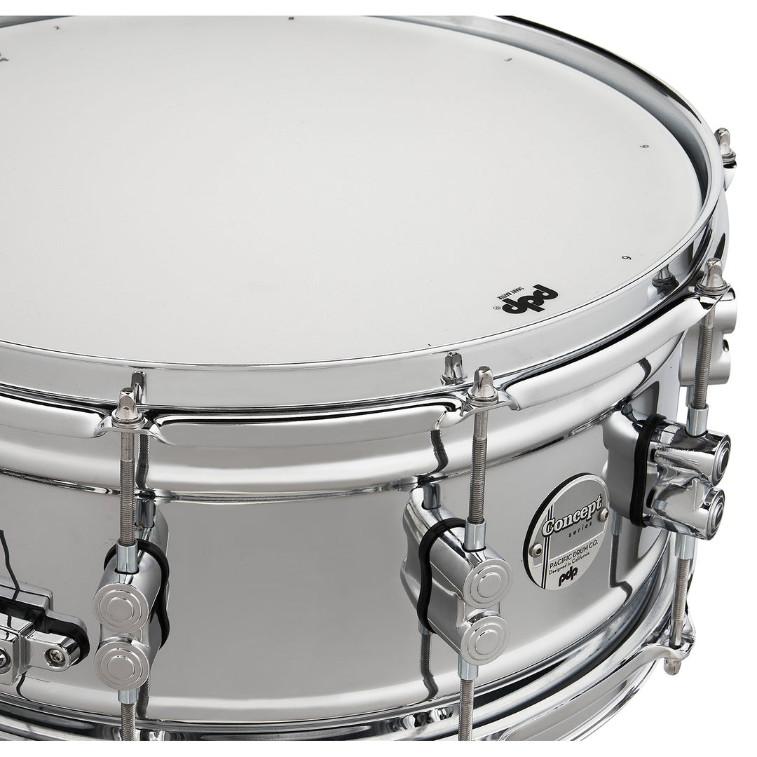 PDP Concept Metal 6.5x14 Snare Drum Dual-Beaded 1mm Rolled Chrome Over Steel w/ Chrome Hardware