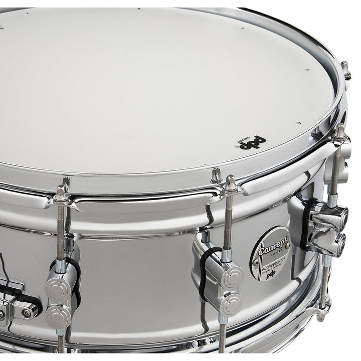 PDP Concept Metal 6.5x14 Snare Drum Dual-Beaded 1mm Rolled Chrome Over Steel w/ Chrome Hardware