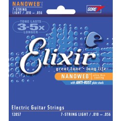 Elixir 12057 Electric Guitar 7 String Light .010 - .056