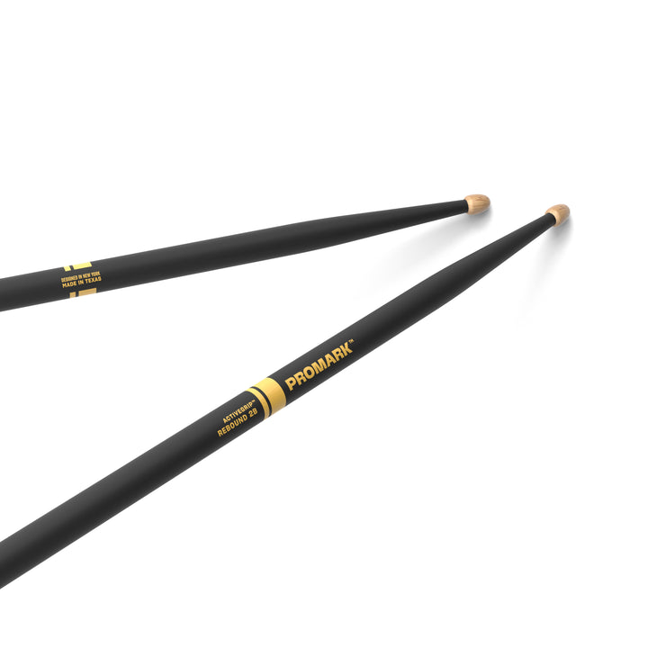 Promark R2BAG-Promark Rebound 2B ActiveGrip Hickory Drumsticks, Acorn Wood Tip