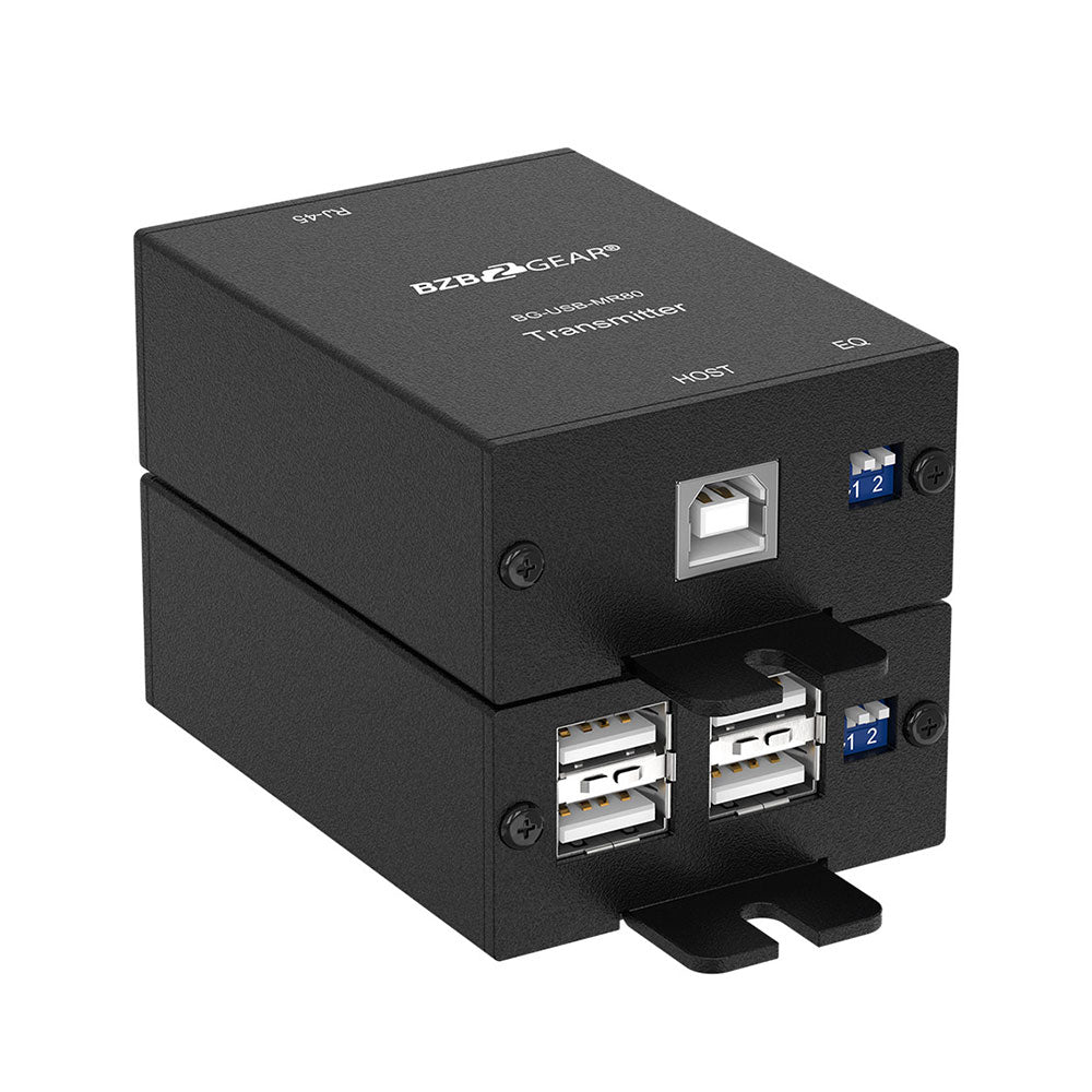 BZBGEAR - 4-Port USB 2.0 Extender over Single Cat.X up to 80m & TAA Compliant