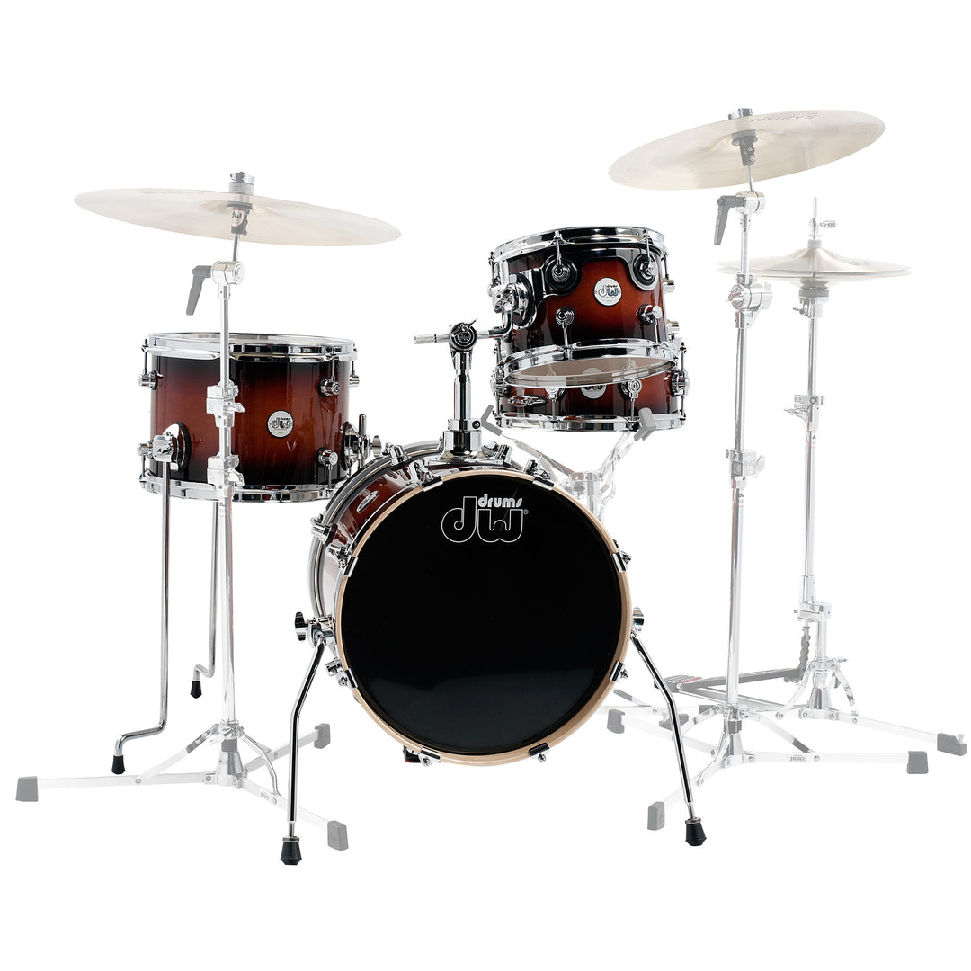 DW Design Series Mini Pro 4-Piece Shell Pack Gloss Lacquer Drum Set (6.5x10, 9x13, 14x18 BD, 5x13) - Tobacco Burst
