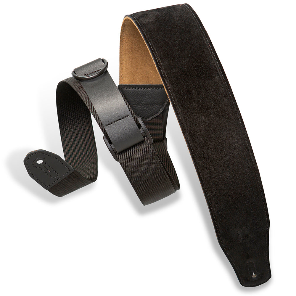 Levy’s MRHSP-BLK Right Height Suede Padded Guitar Strap - Black