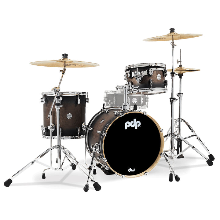 PDP Concept Maple Lacquer CM Bop Kit Shell Pack w/ Chrome Hardware (14x18 w/ BDM, 8x12, 14x14FT) - Satin Charcoal Burst