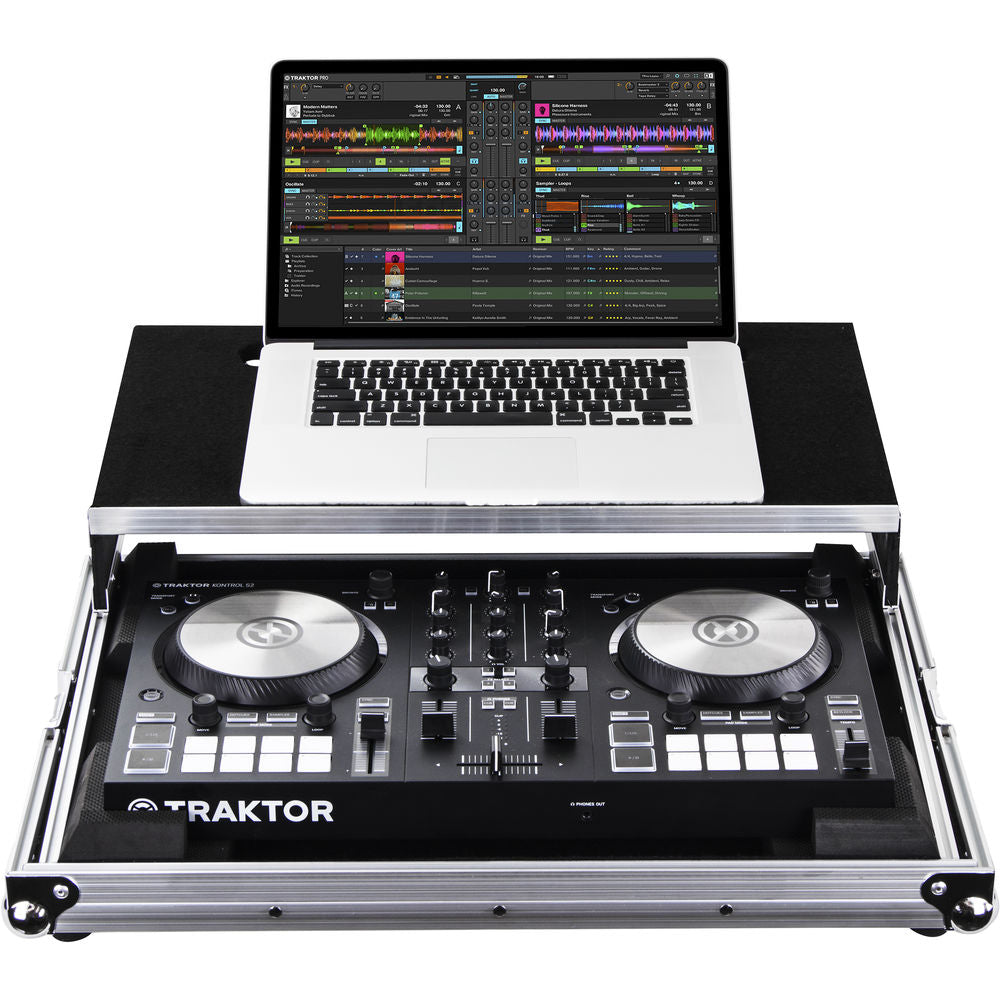 Odyssey FRGSTKS2MK3 Flight Ready Low-Profile Case w/ Glide Platform for Traktor Kontrol S2 MK3 - Silver / Black