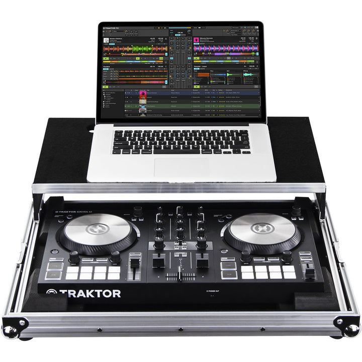 Odyssey FRGSTKS2MK3 Flight Ready Low-Profile Case w/ Glide Platform for Traktor Kontrol S2 MK3 - Silver / Black