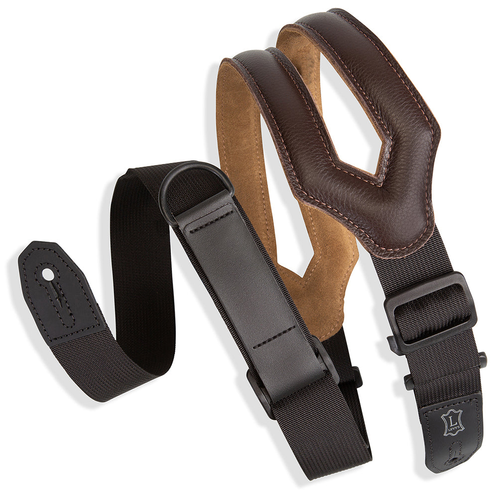 Levy’s MRHSS-DBR Right Height Ergonomic Padded Guitar Strap - Dark Brown