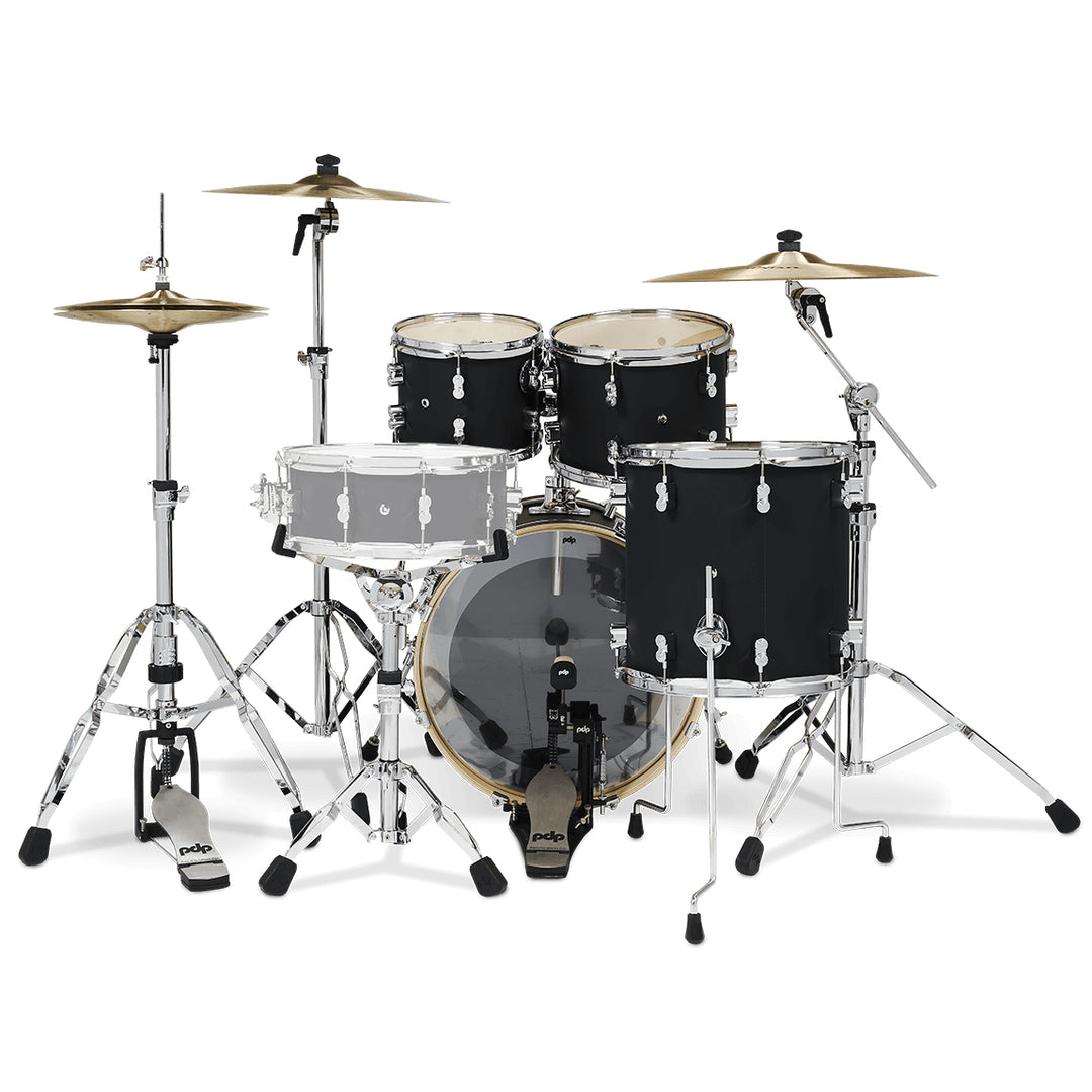 PDP Concept Maple Finish Ply CM Fusion Kit Shell Pack w/ Chrome Hardware (16x20 w/ BDM, 8x10, 9x12, 14x14FT) - Satin Black