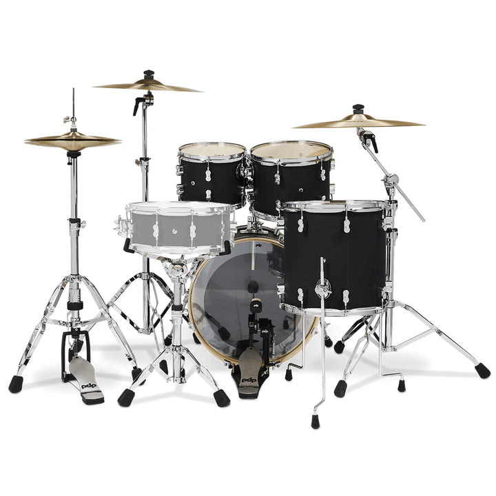 PDP Concept Maple Finish Ply CM Fusion Kit Shell Pack w/ Chrome Hardware (16x20 w/ BDM, 8x10, 9x12, 14x14FT) - Satin Black