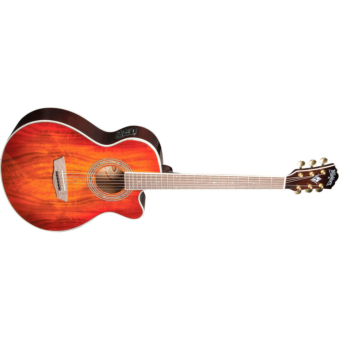 Washburn EA55G-A Festival Mini Jumbo w/Cutaway/Pickup,Red Burst Koa Top, Catalpa Back & Sides