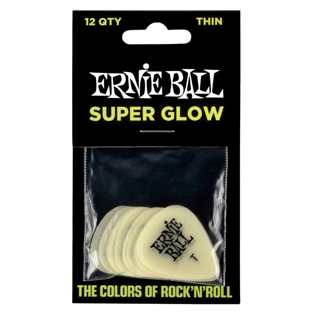 Ernie Ball Guitar Picks Super Glow (Bag of 12) - Thin