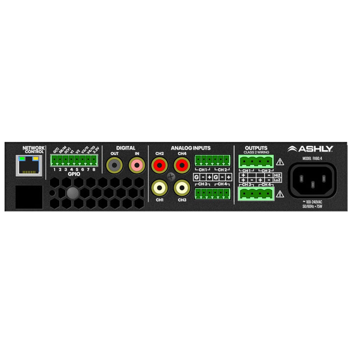 Ashly 1/2U DSP Amplifier 4 x 60W @ 4/8 Ohms, 2 x 120W @ 70/100V